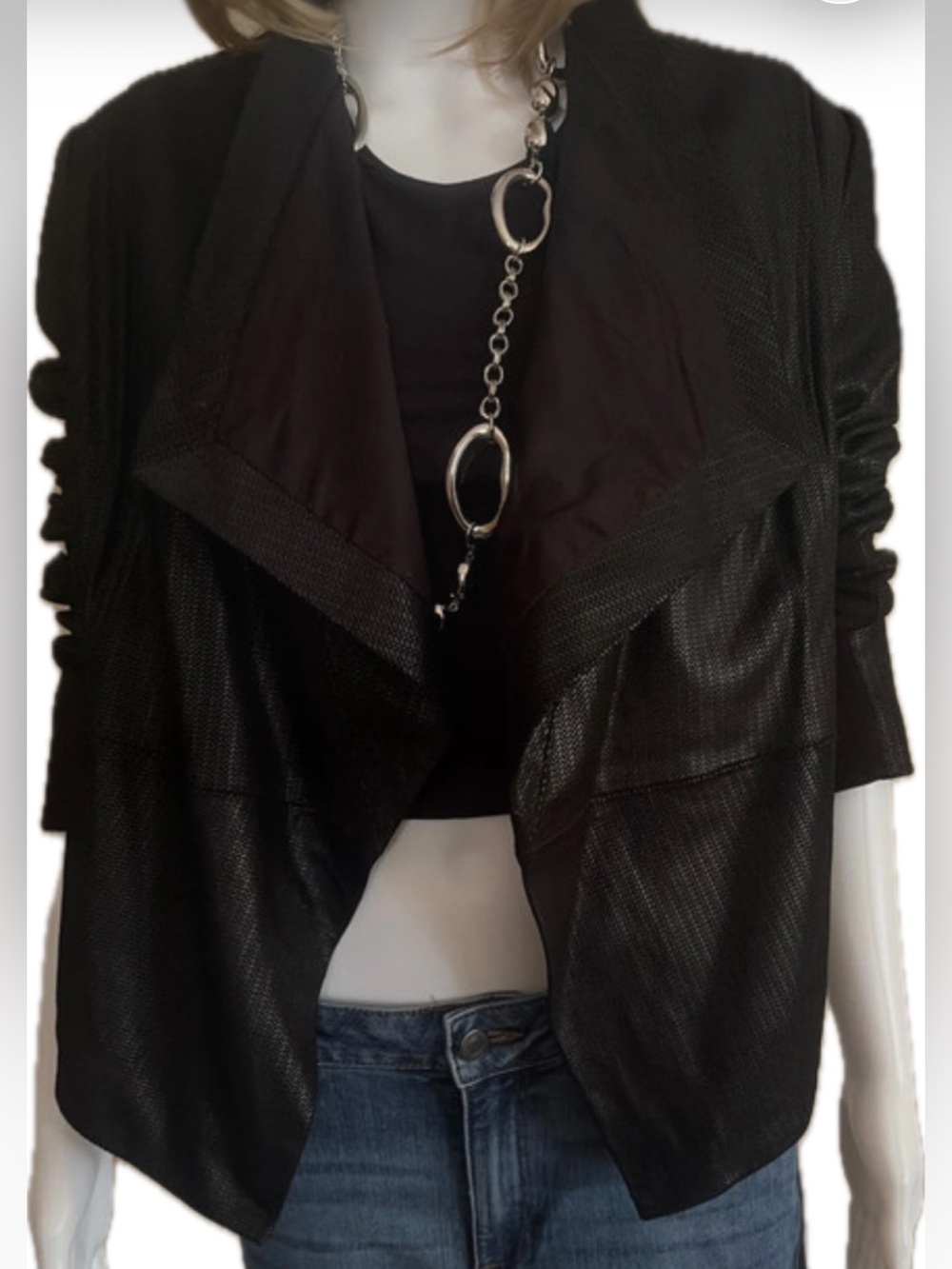 GILI♦️WATERFALL COLLAR LEATHER JACKET
